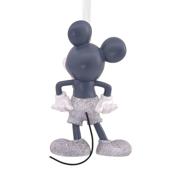 Hallmark Disney 100 Mickey Mouse Silver Sparkle Glitter Christmas Ornaments - Picture 2 of 11